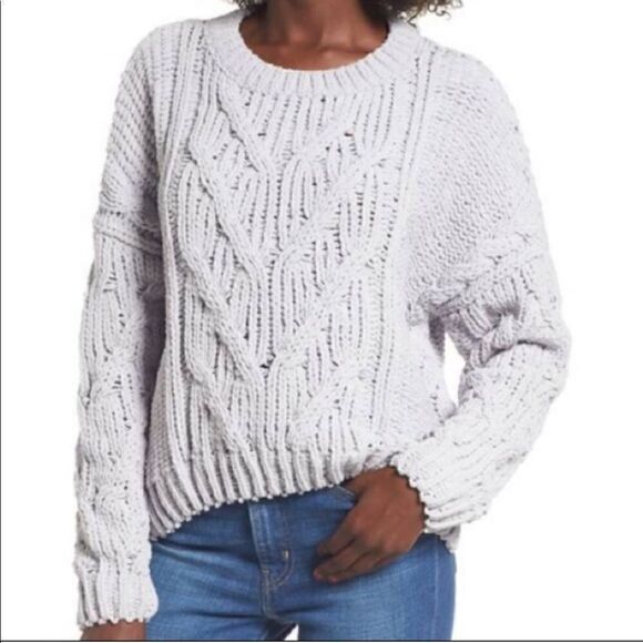 J.O.A. Gray Cable Knit Pullover Chunky Sweater - Picture 11 of 13